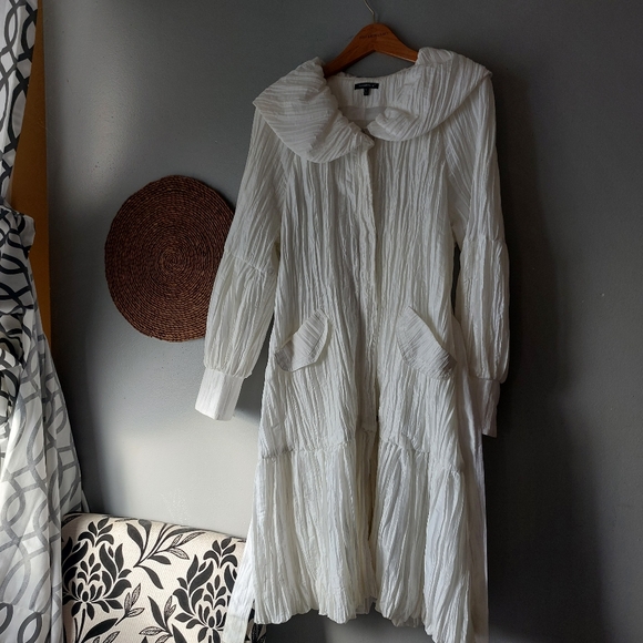 Samuel Dong crepe bubble trench coat Size XL white - Picture 2 of 10